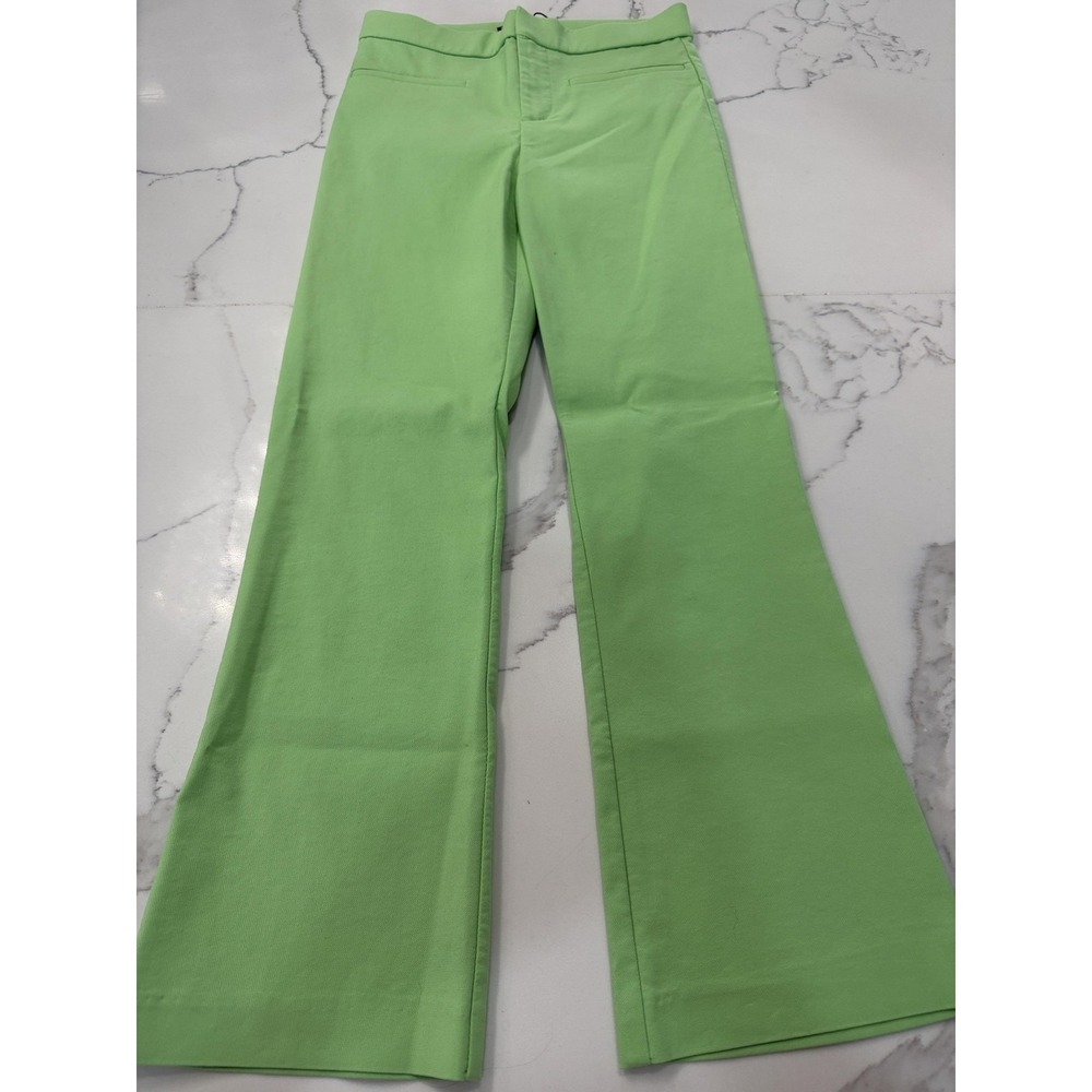 Zara Pants Womens Small Green Flare Knit Pull On Stretch Pockets Casual